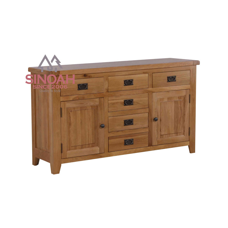 Rustic Oak 2 Door 6 Drawer Sideboard