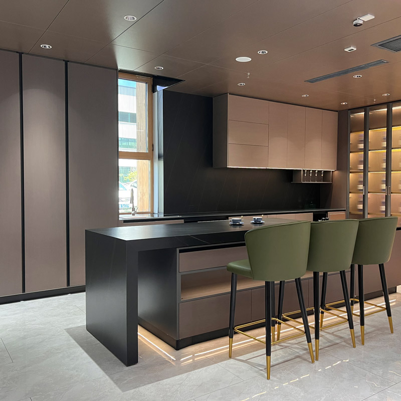 Smart Kitchen Cabinets L-Shape Luxury Kitchen Cabinets with Glass Kitchen Cabinets